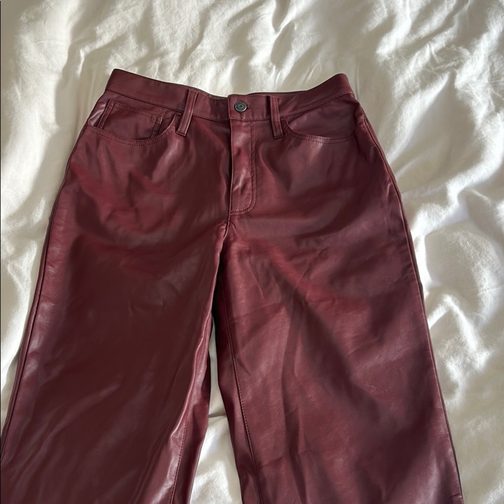 Madewell red leather pants